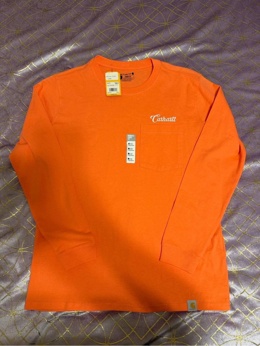 💥 WOMENS NWT Carhartt Coral Long-Sleeve Pocket T-Shirt